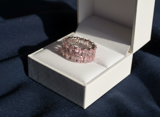 Twin Line Pink stone Ring