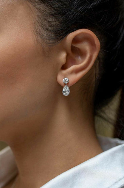 Pear Drop Silver Danglers
