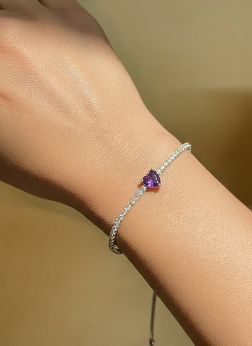 Heart Center Tennis Bracelet