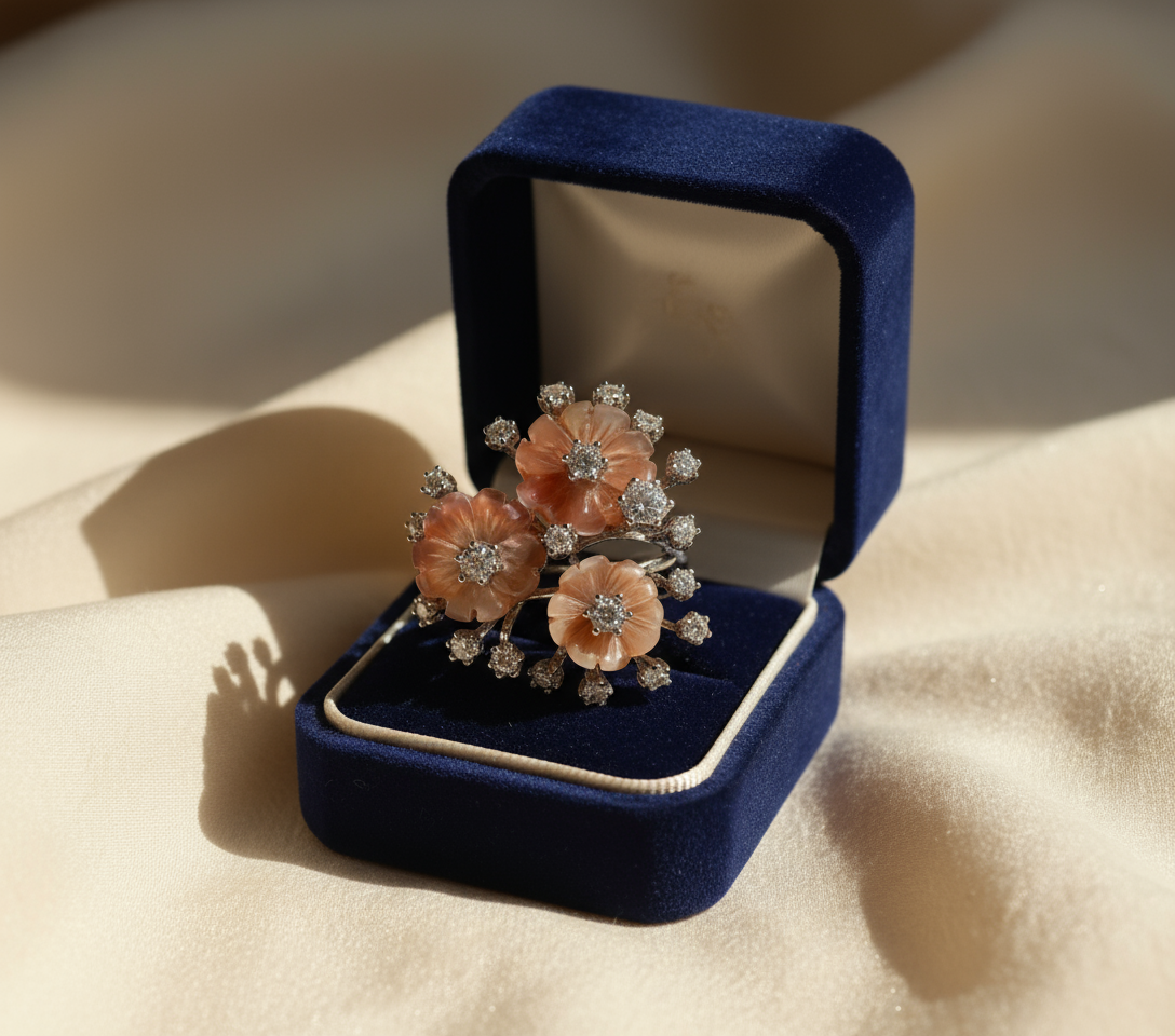 Blush Floral Diamond Cluster Ring