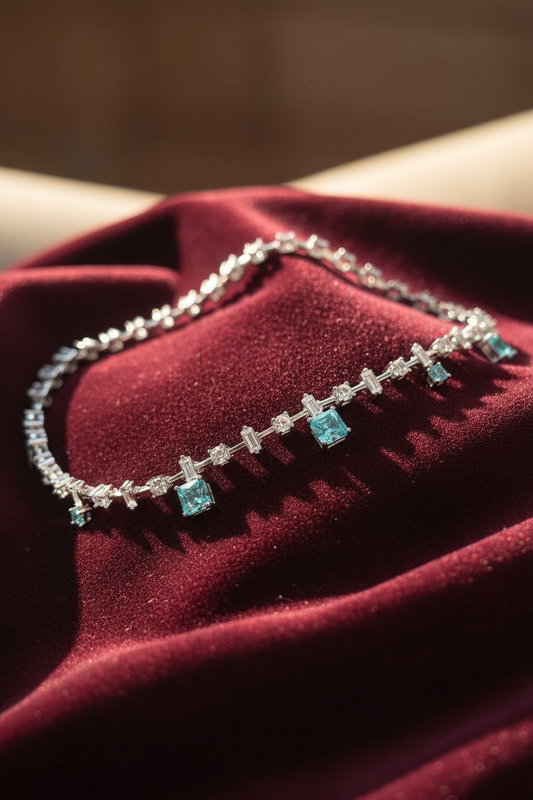 Blue Princess Charm Tennis Bracelet