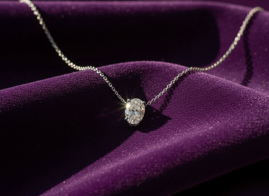 Solitaire Moissanite Neckpiece - Pt850 Platinum Plated