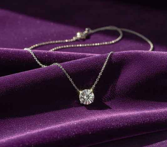 Solitaire Moissanite Neckpiece - Pt850 Platinum Plated