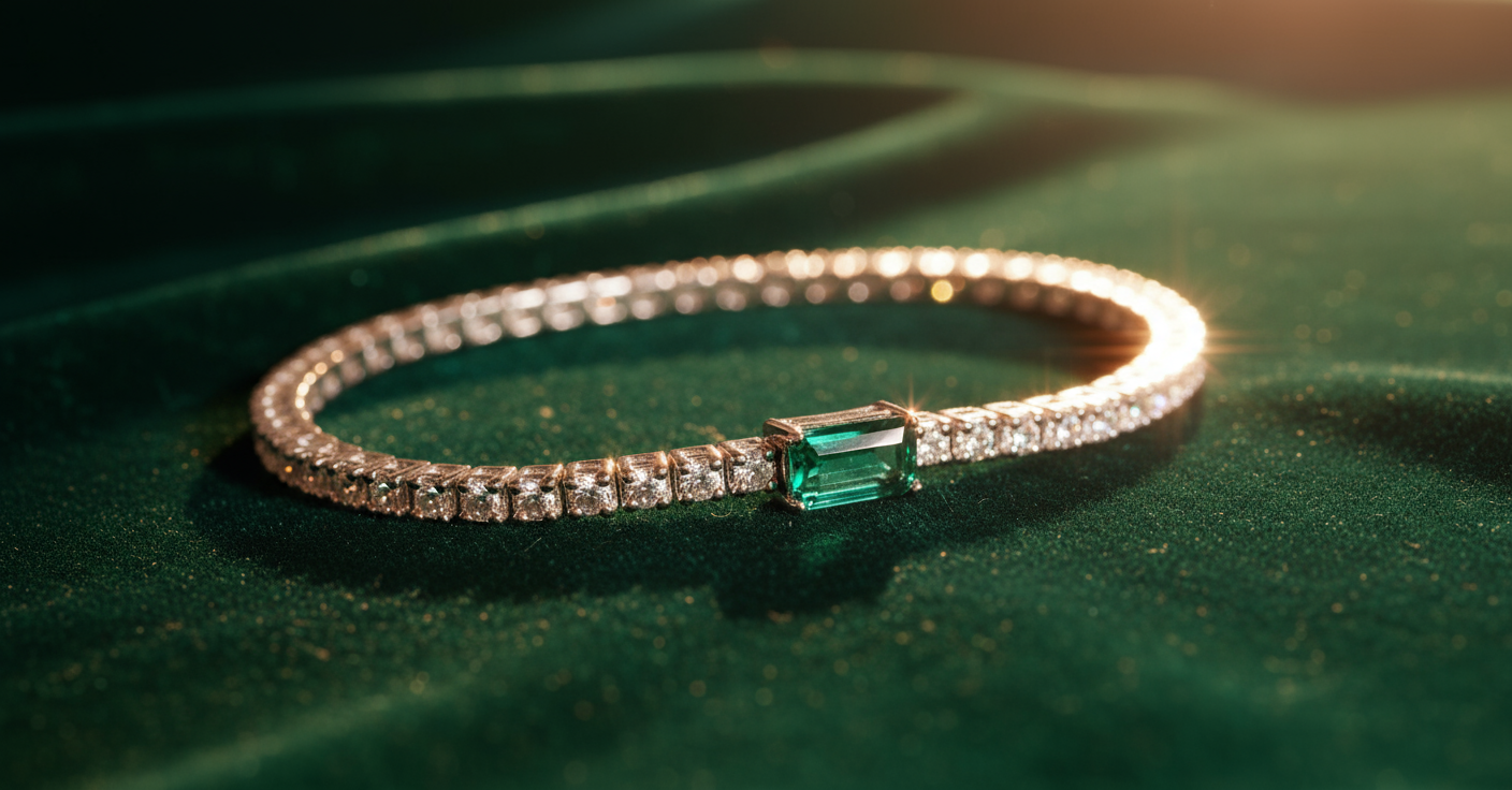 Emerald Centre Stone Tennis Bracelet