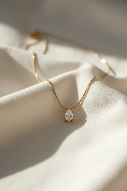 Solitaire Moissanite Neckpiece - 18kt Gold Plated