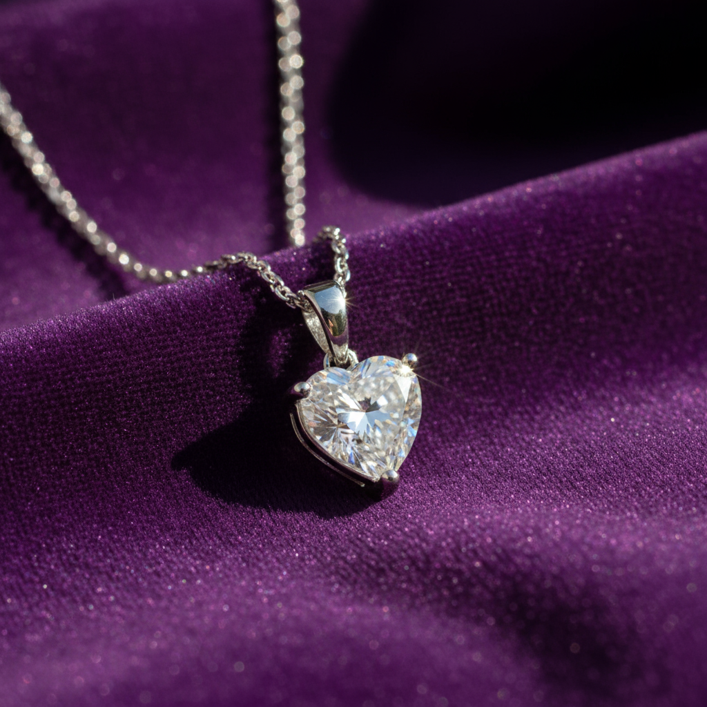 Solitaire Moissanite Neckpiece - Pt850 Platinum Plated