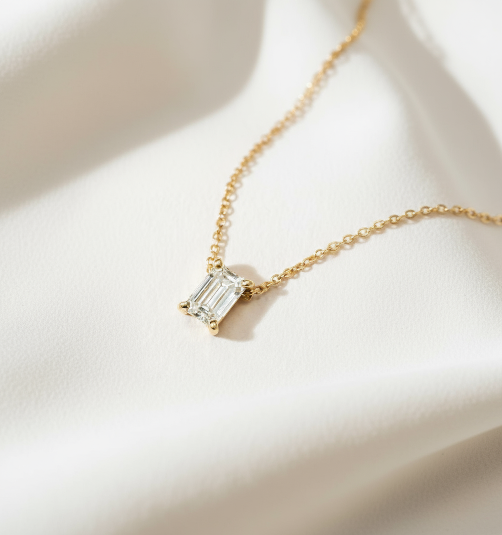 Solitaire Moissanite Neckpiece - 18kt Gold Plated