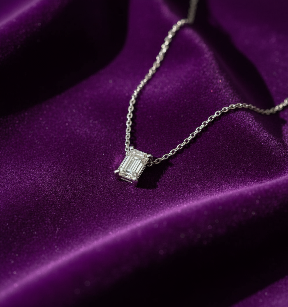 Solitaire Moissanite Neckpiece - Pt850 Platinum Plated
