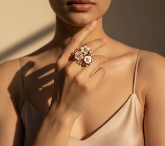 Blush Floral Diamond Cluster Ring