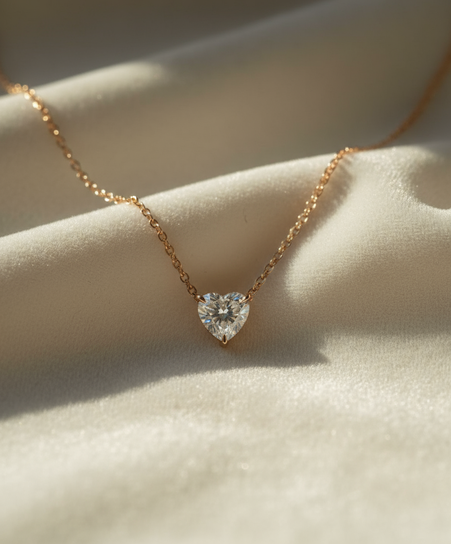 Solitaire Moissanite Neckpiece - 18kt Gold Plated