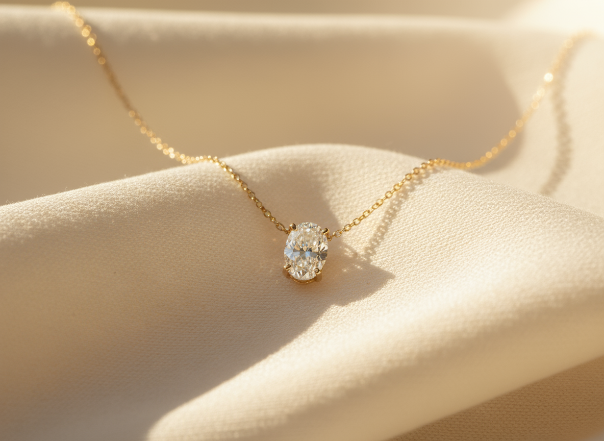 Solitaire Moissanite Neckpiece - 18kt Gold Plated