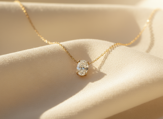 Solitaire Moissanite Neckpiece - 18kt Gold Plated
