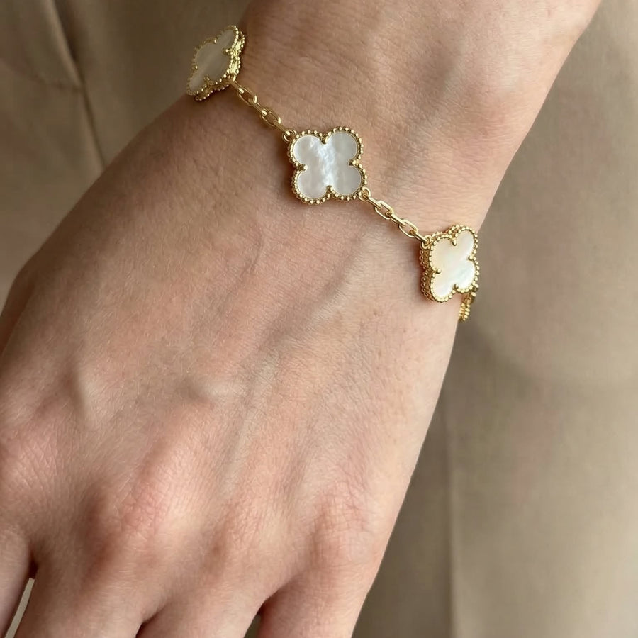 Opaline Clover Bracelet – White
