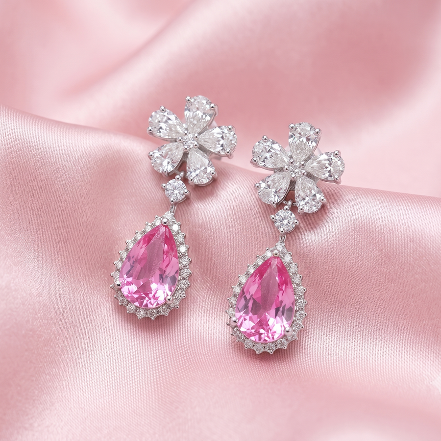 Pink Teardrop Earrings