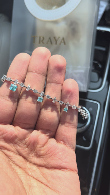 Blue Princess Charm Tennis Bracelet