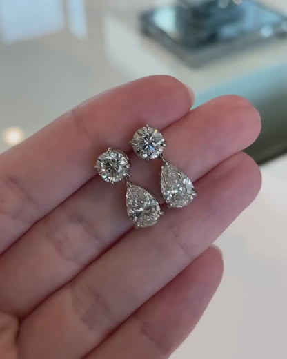 Pear Drop Silver Danglers