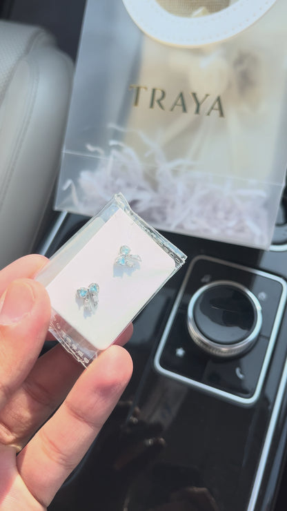 Aquamarine Bow Studs