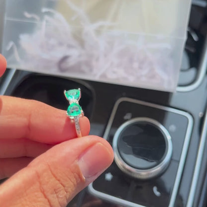 Sea Green Bow Heart Ring