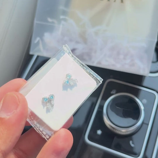 Aquamarine Bow Studs