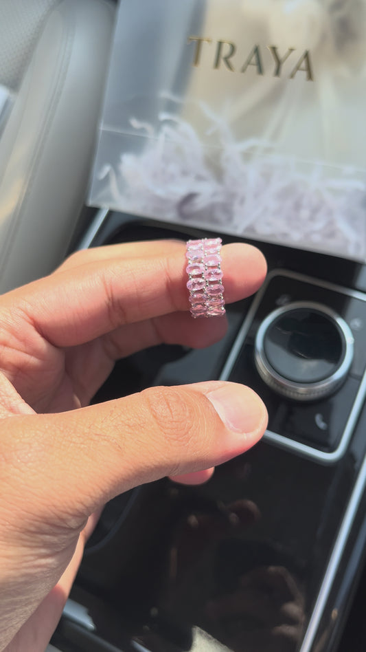 Twin Line Pink stone Ring