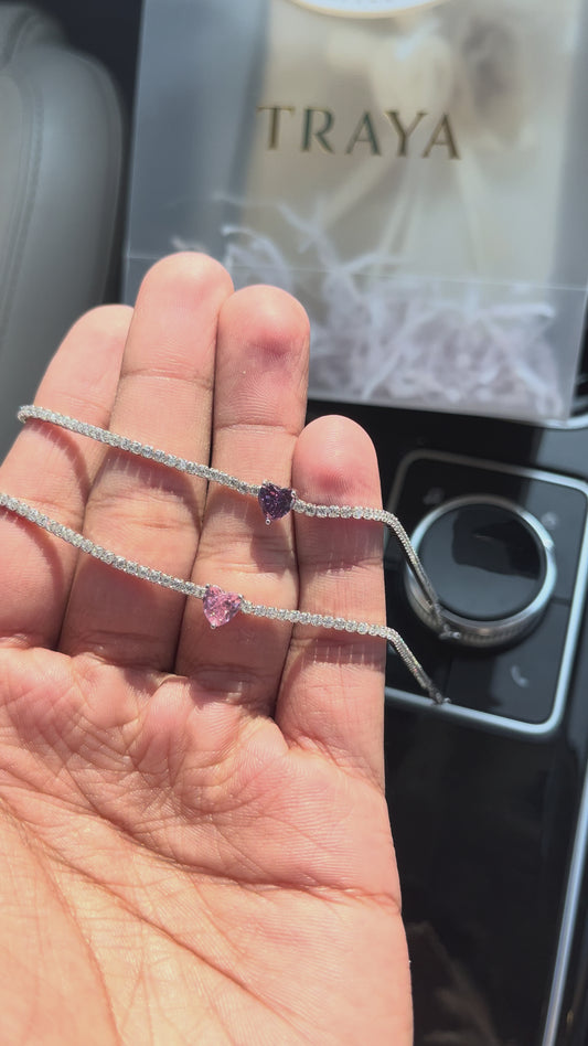 Heart Center Tennis Bracelet