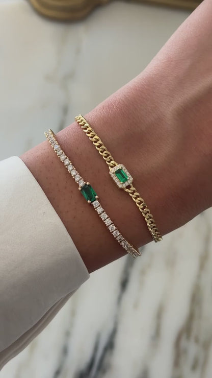 Emerald Centre Stone Tennis Bracelet