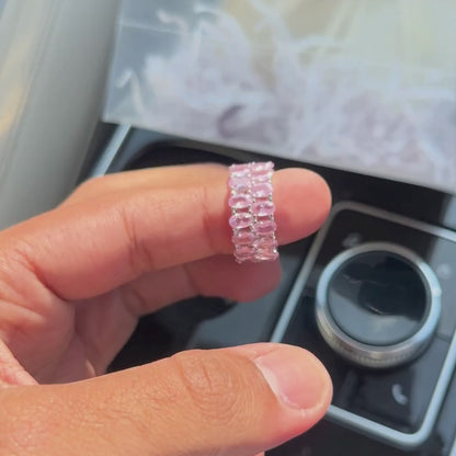 Twin Line Pink stone Ring