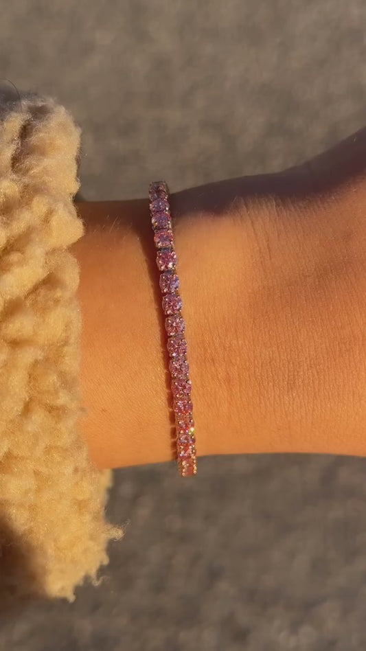 Pink Cubic Zirconia Tennis Bracelet