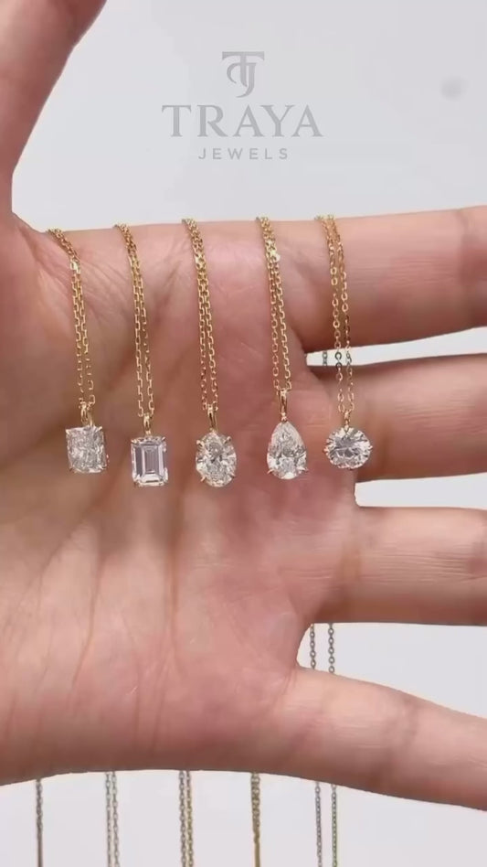 Solitaire Moissanite Neckpiece - 18kt Gold Plated