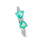 Sea Green Bow Heart Ring