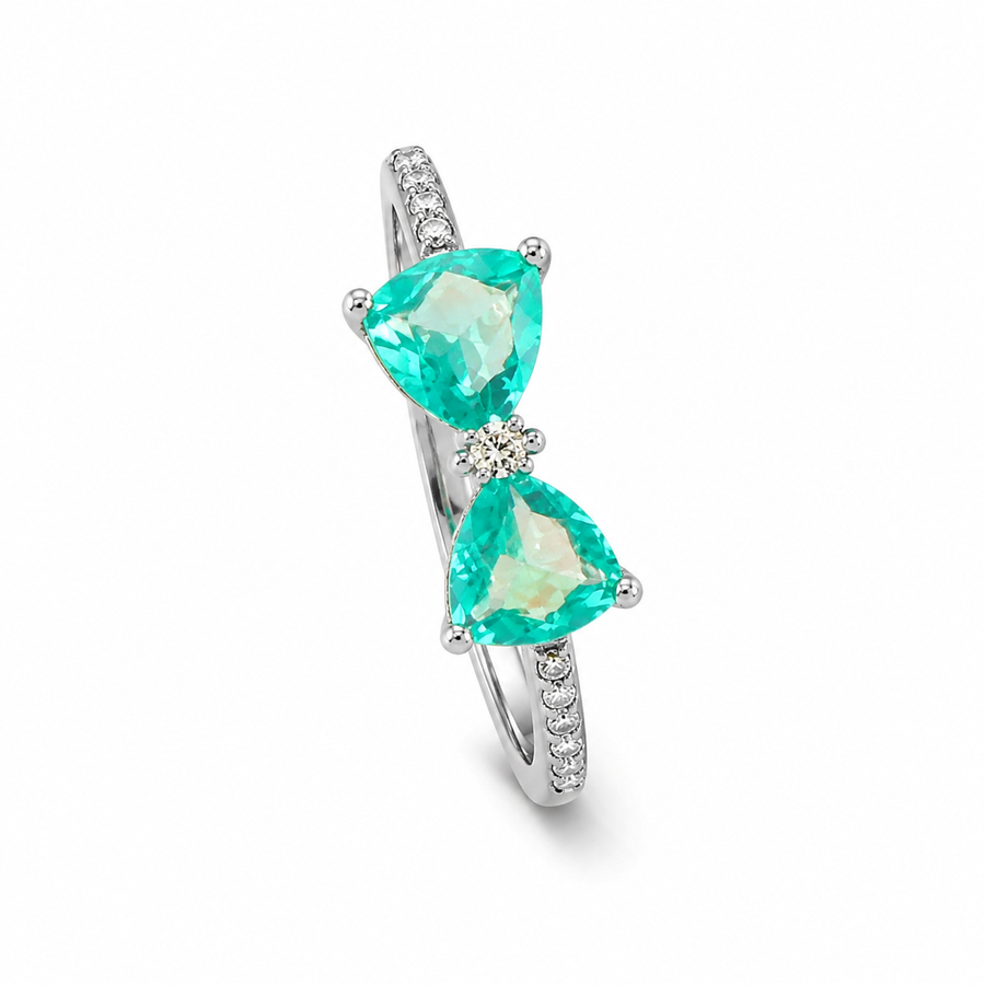 Sea Green Bow Heart Ring